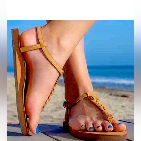 RAINBOW T STREET LEATHER THONG SANDAL WM SZ S (5.5-6.5) TAN - Picture 5 of 6